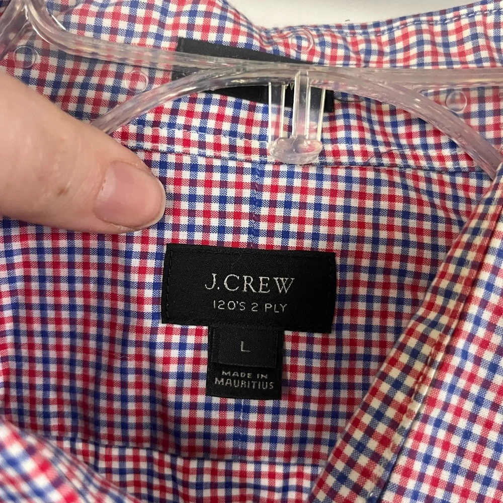 J. Crew Men's Ludlow 120s 2 Ply Micro Plaid Long Sleeve Button Down Shirt- Large